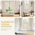 YoungsTex Linen Cafe Curtains 36 Inch Length 2 Panels, Short Half Window Drapes - Image 2