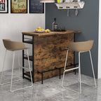 PETSITE Industrial Home Bar Unit, Stationary Kitchen Island w/ 4-Tier Storage - Image 2