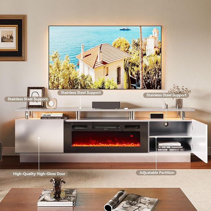 80" TV Stand & Entertainment Center, Media Console - Image 5