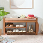 PETKABOO Shoe Bench with Hidden Drawer and Side Holder, 2 Tier Entryway Bench - Image 3