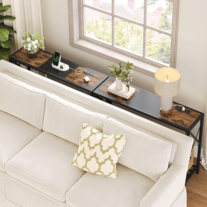 Tajsoon Console Table with Charging Station, 41.8" Entryway Table with Shelves - Image 7