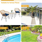 Tangkula 3 Pieces Patio Bistro Set, Rattan Conversation Set - Image 8