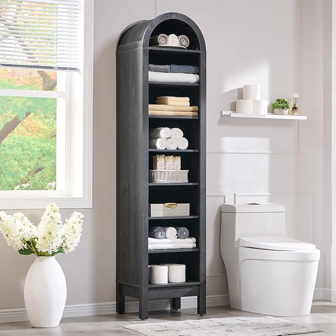 IFGET 71" Tall Arched Bookshelf, 8 Tiers Arch Bookcase - Image 6