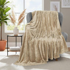 Utopia Bedding Ultra Soft Fleece Bed Blanket Throw Size Camel | Microfiber - Image 2