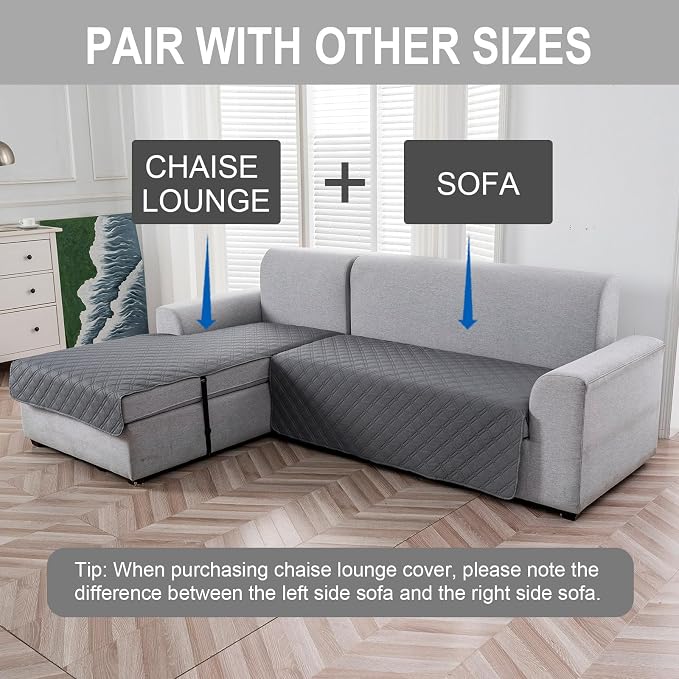 Genina L Shape Couch Cover, Sectional Couch Chaise Covers, Waterproof Washable - Image 3