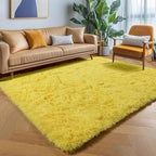 Yellow Rugs for Living Room Bedroom, 5x8 Fluffy Bedside Area Rug, Soft Plush - Image 6