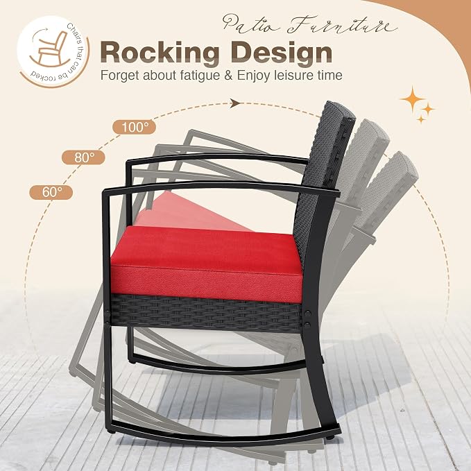 Greesum 3 Piece Outdoor Bistro Set, Imitation Rattan Conversation Set, Patio - Image 2
