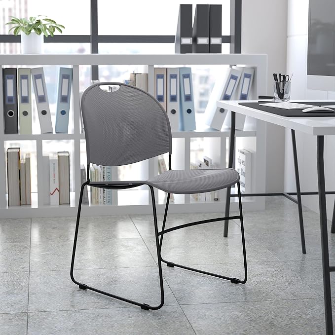 Flash Furniture 4 Pack HERCULES Series 880 lb. Capacity Gray Ultra-Compact - Image 2
