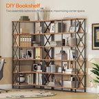 HOOBRO Corner Bookshelf, 6-Tier L-Shaped Bookcase, Industrial Open Display - Image 5