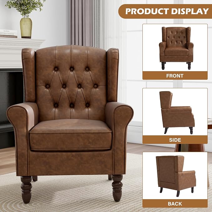 Mid-Century Modern Wingback Accent Chair - Image 3