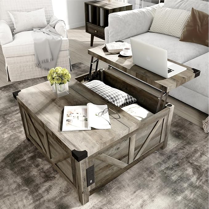 jimeimen Farmhouse Lift Top Coffee Table by jimeimenFurniture