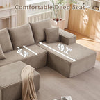 107" Comfy U-Shaped Sectional Modern Boneless Corduroy Couch - Image 4