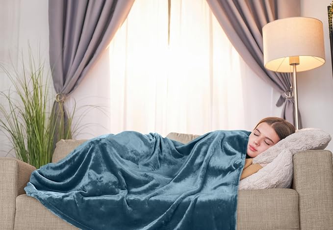 Utopia Bedding Soft Fleece Bed Blanket Throw Size Stone Blue | Microfiber Plush - Image 6