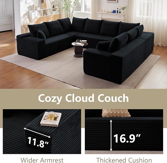 Sectional Cloud Couch for Living Room, Modular Floor Deep-Seat Sofa, Big Comfy - Image 7