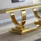 Henf 47" Marble Coffee Table Modern White Faux Marble Center Table - Image 8