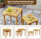 Tangkula 2 Pieces Patio Nesting Table, Teak Wood Outdoor Space Saving Design - Image 7