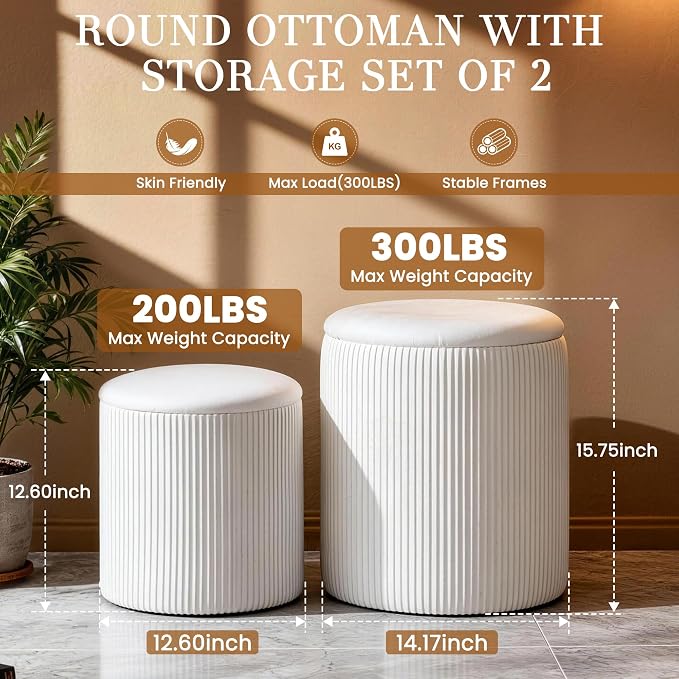 White Vanity Stool Set of 2 - Image 3