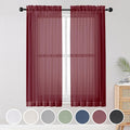 Sheer Curtains 54 inches Long 2 Panels Set, Rod Pocket Curtain Sheers by OWENIE