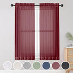 Sheer Curtains 54 inches Long 2 Panels Set, Rod Pocket Curtain Sheers by OWENIE