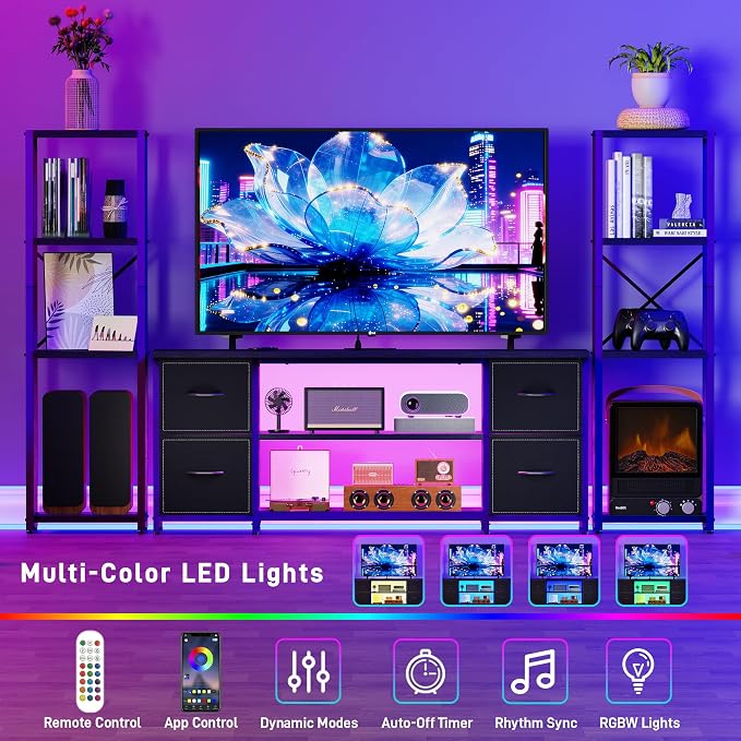 Yenlure LED TV Stand Bookshelf Combo - Image 3