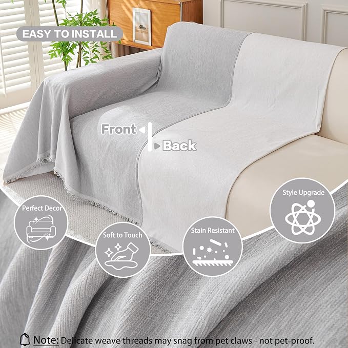 DREAMINGO Sofa Covers Washable Thick Chenille Couch Cover - Image 3