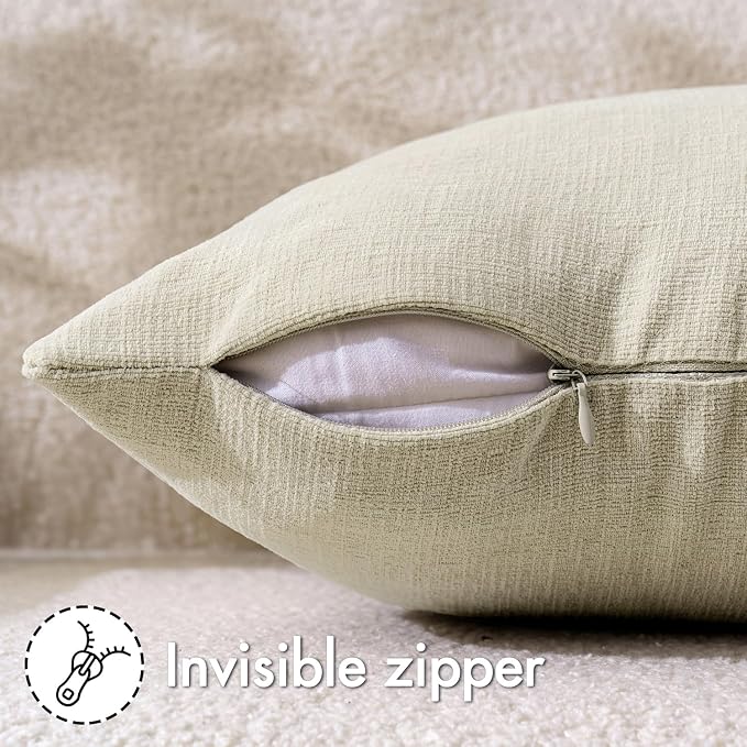 MIULEE Cream Chenille Couch Throw Pillow Covers, 18x18 | Set of 2, Soft - Image 3
