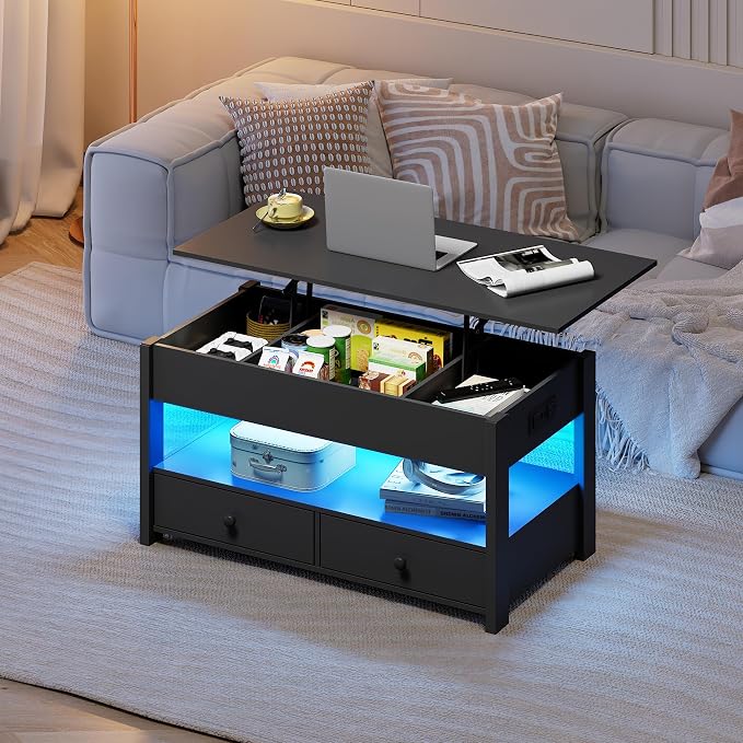 WLIVE Coffee Table, Lift Top Coffee Table - Image 2