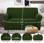 U-NICE HOME Loveseat Cover Stretch Couch Cover Sofa Slipcover, Bronze Green | 2 - Image 3