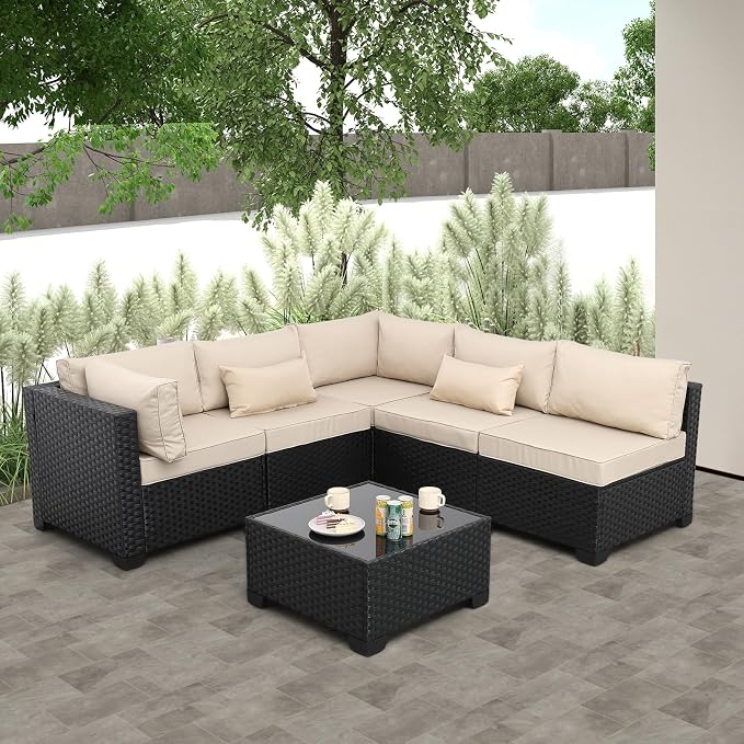 Rattaner Patio Sectional 6 Pieces All-Weather Wicker Patio Furniture Set - Image 2