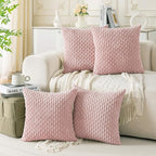 Set of 4 Light Pink Decorative Throw Pillow Covers 22x22 Inch Corduroy Pillow by Cozoomy