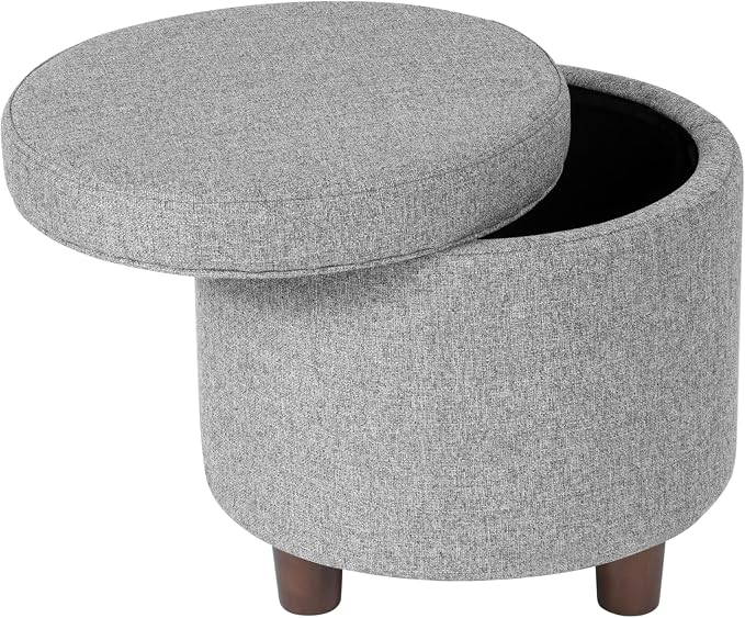 Homepop Home Decor | Upholstered Round Storage Ottoman | Ottoman by HomePop