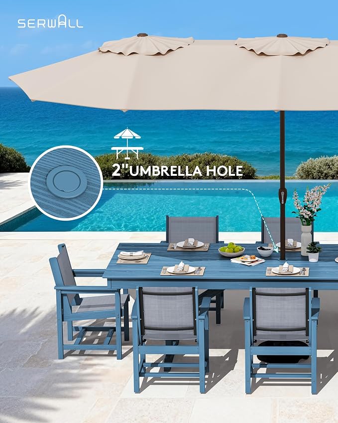 SERWALL 9 Piece Outdoor Dining Set - Image 5