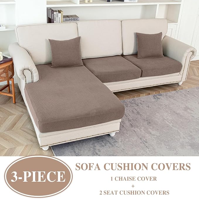 LA MEACK Couch Cushion Covers for Sectional Sofa L Shape Washable Separate Seat - Image 2