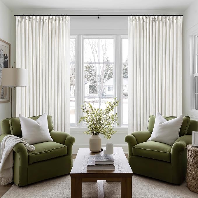 Beige White Pinch Pleated Extra Wide 108 Inch Long Curtains 100 Inch Wide | - Image 8