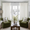 Beige White Pinch Pleated Extra Wide Curtain Panels 96 Inches Long 100 Wide | by Twodrapes