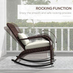 Outsunny Outdoor Wicker Adirondack Rocking Chair, Patio Rattan Rocker Chair - Image 4
