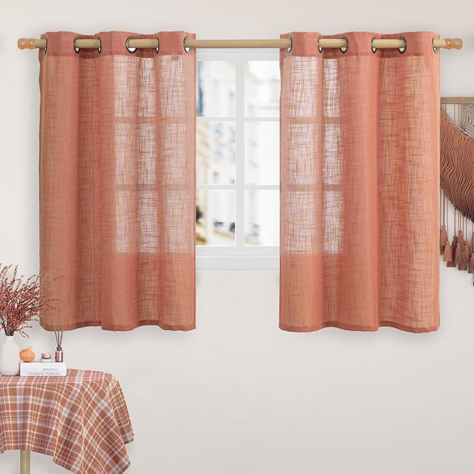 Natural Linen Semi Sheer Curtains 48 Inch by LAMIT