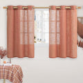 Terracotta Linen Curtains 54 Inch Length 2 Panel Set, Semi Sheer Bronze Grommet by LAMIT