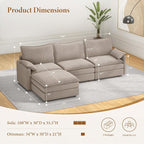 Vesgantti 108" Modular Sectional Sofa, Comfy Cloud Couch - Image 2