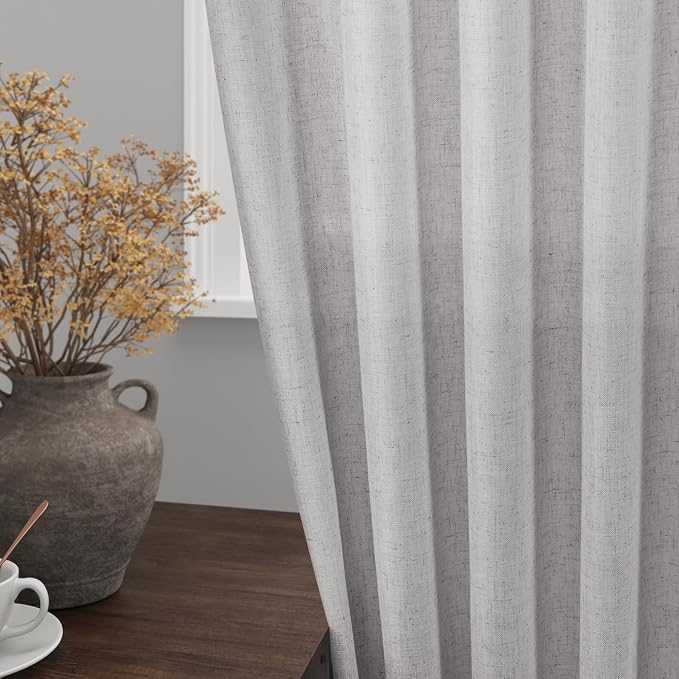 Grey Linen Curtains 120 Inch Extra Long - Image 2