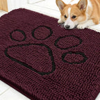 OLANLY Dog Door Mat for Muddy Paws 30x20, Paw Print Design Chenille Mud Mat | by OLANLY
