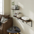 BAMEOS Floating Shelves Rustic Wood Wall Shelf, Small Bookshelf - Image 4