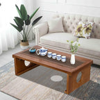 Foldable Japanese Coffee Table，Folding Japanese Floor Table，Natural Brown - Image 7