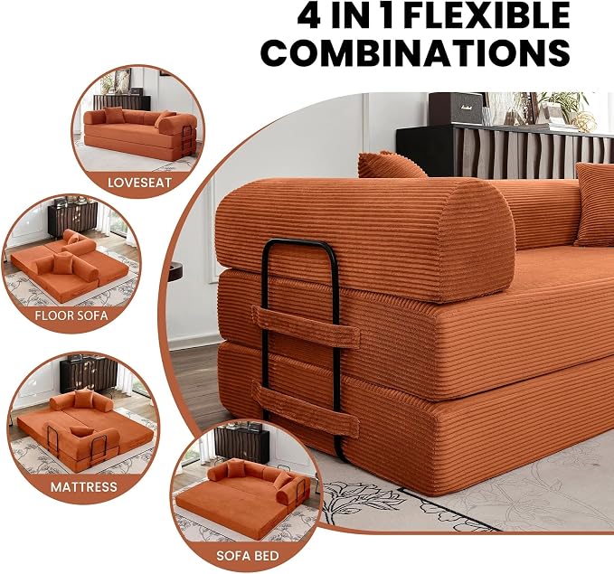 79'' Folding Sofa Bed, Convertible Sleeper Couch - Image 3