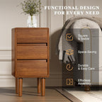 Nightstand with 3 Drawers Narrow Night Stand Solid Wood Bedside Table Mid - Image 5
