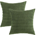 MIULEE Corduroy Decorative Throw Pillow Covers 18x18 Moss Green Pack of 2 | - Image 6