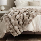 Ultra Soft Cozy Faux Fur Throw Blanket, Fuzzy Plush Thick Bubble Blanket by blunique
