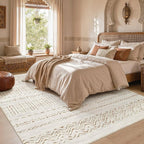 cotiled 10x12 Area Rugs Washable Boho Living Room Rug Brown/Cream | Stain - Image 6