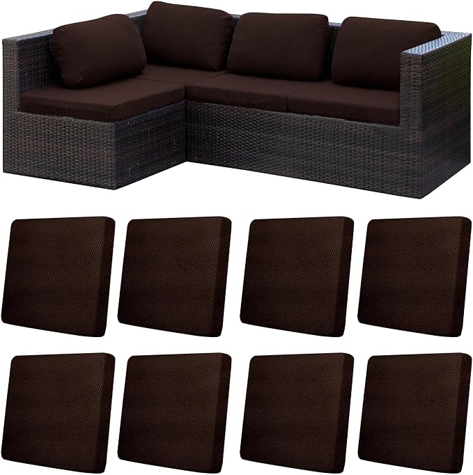 8Pcs Patio Cushion Covers, Outdoor Stretch Cushion Covers, Washable | Stretch by Unknown