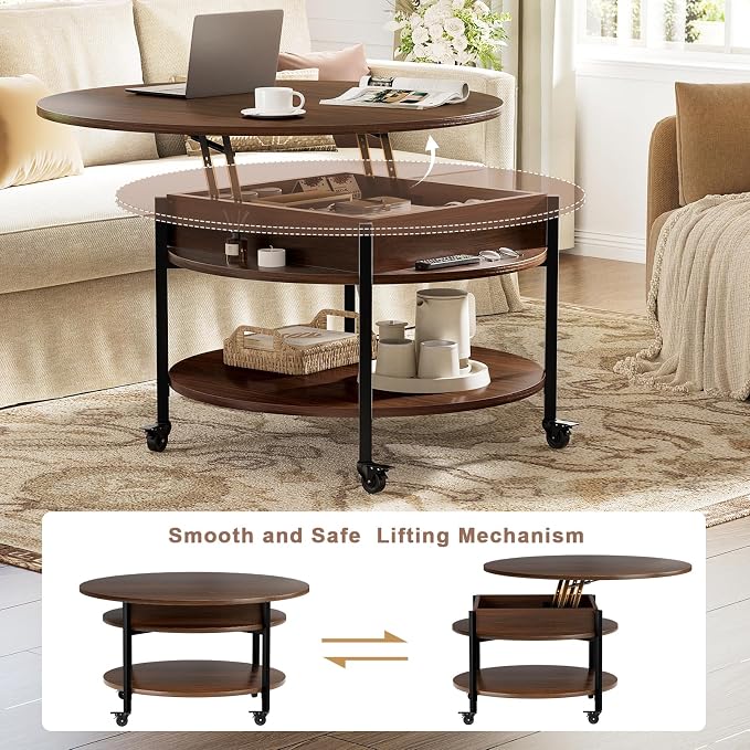 FABATO Round Lift Top Coffee Table - Image 4
